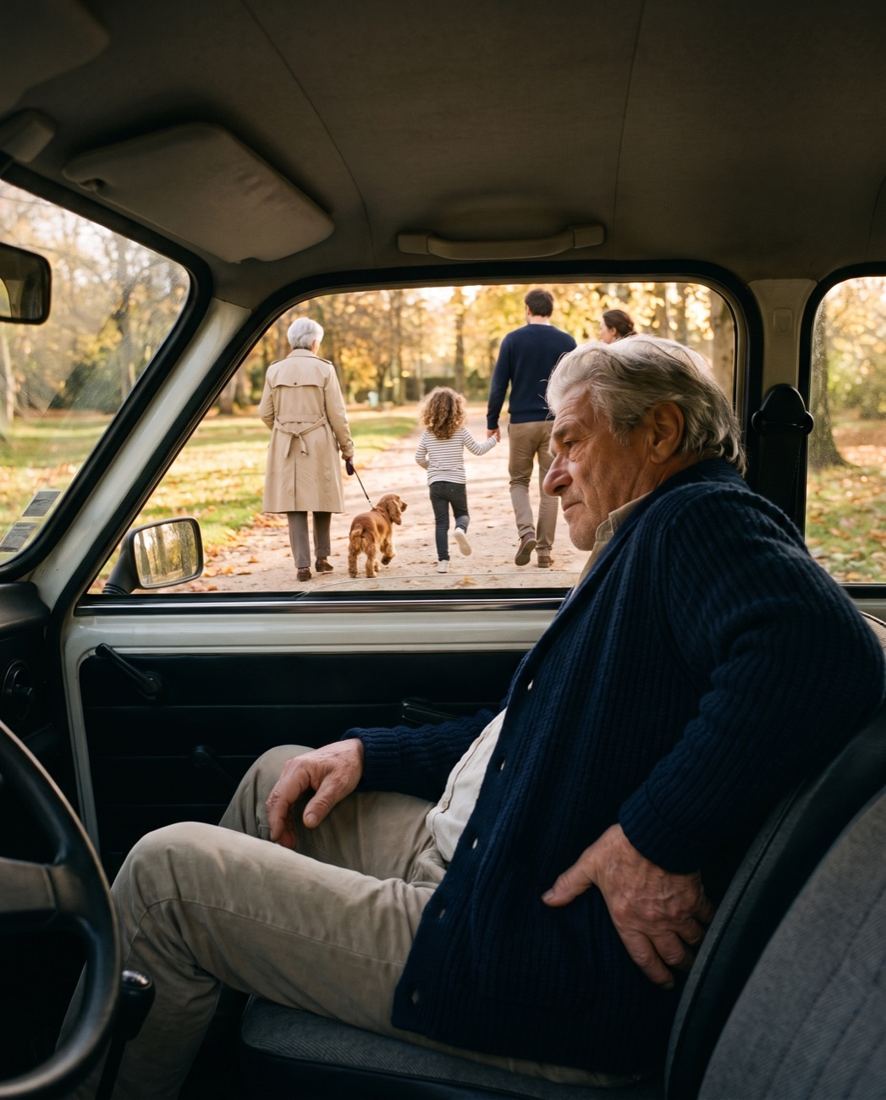 Resté dans la voiture pendant que la famille part en promenade